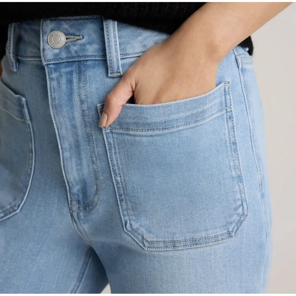 Quince Women’s Bella Stretch Patch Pocket Wide Leg Jeans Frosted Blue Size 26